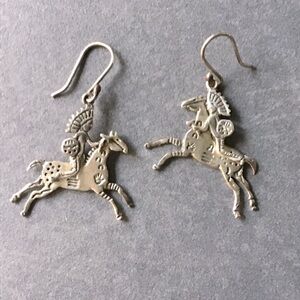 Sterling Silver Warrior Horse Rider Earrings
